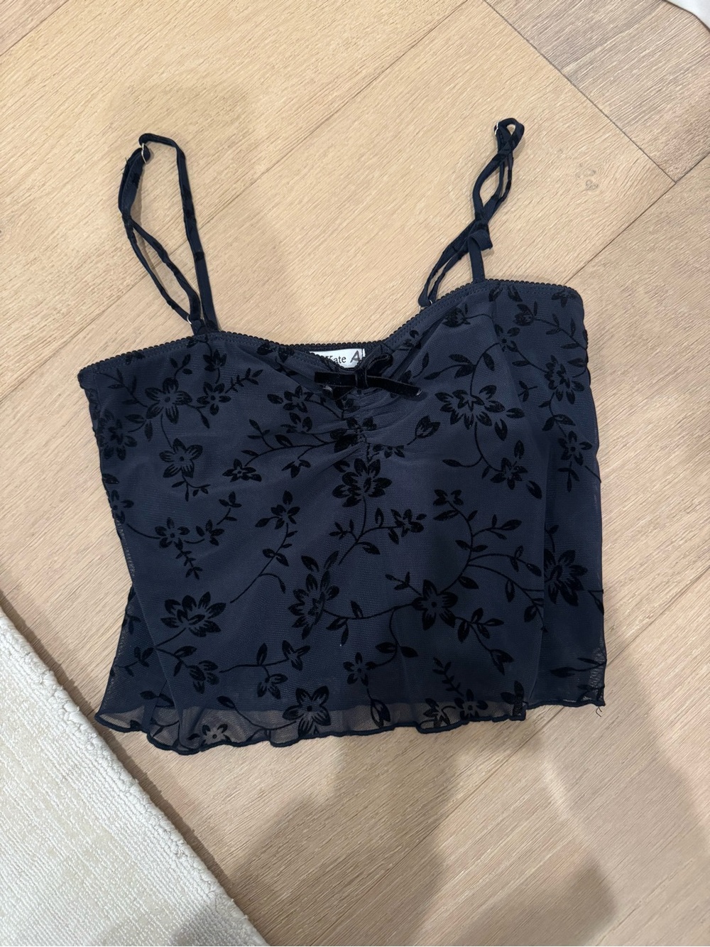 Navy Floral Sheer Cami Top